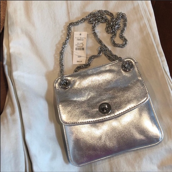 NWT! Talbots Silver Leather Purse